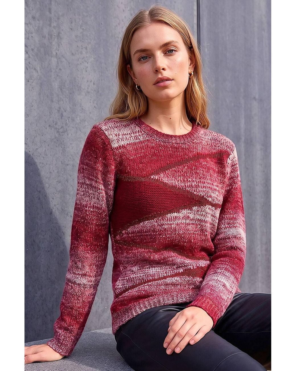 Roman Red Colour Block Knit Jumper