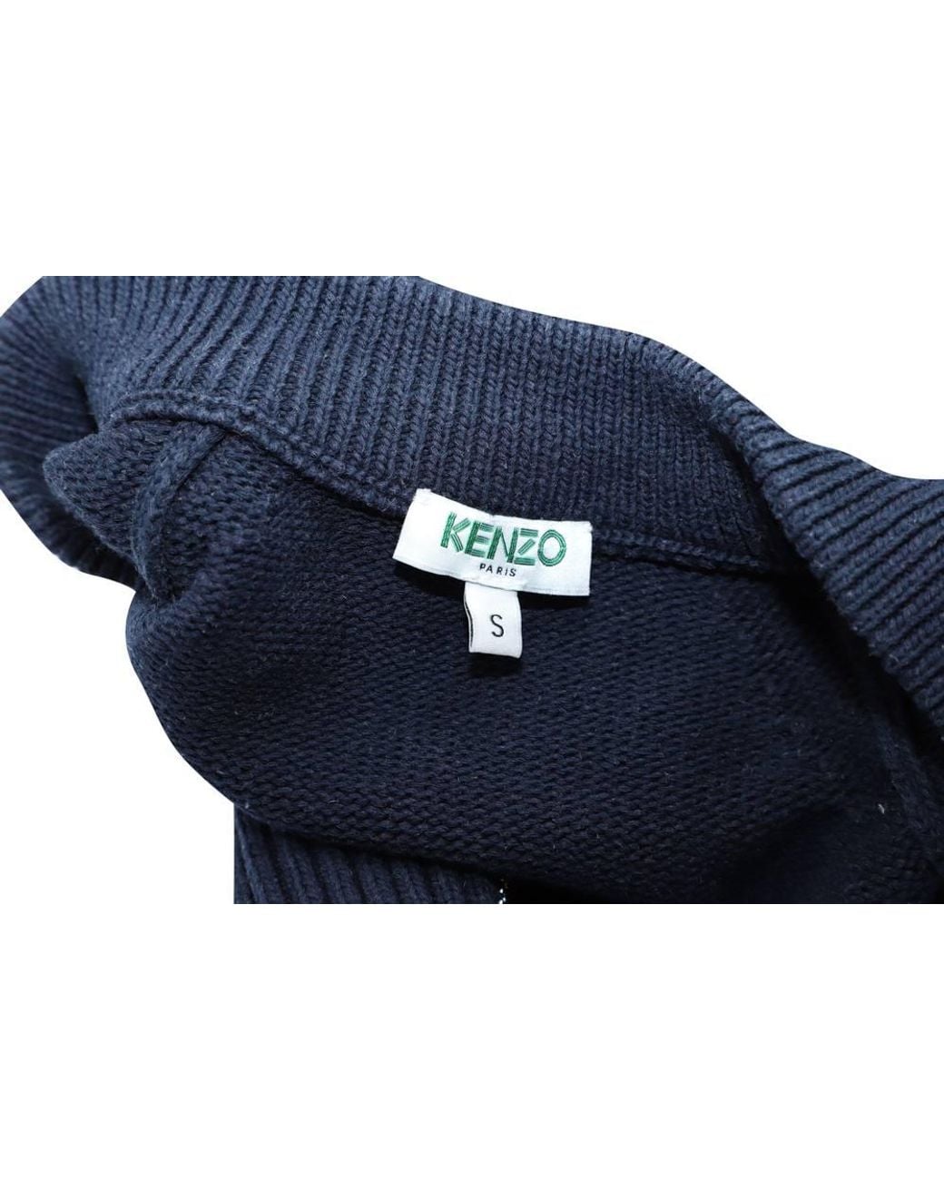 KENZO Blue Preloved Knit Zip Long Cardigan