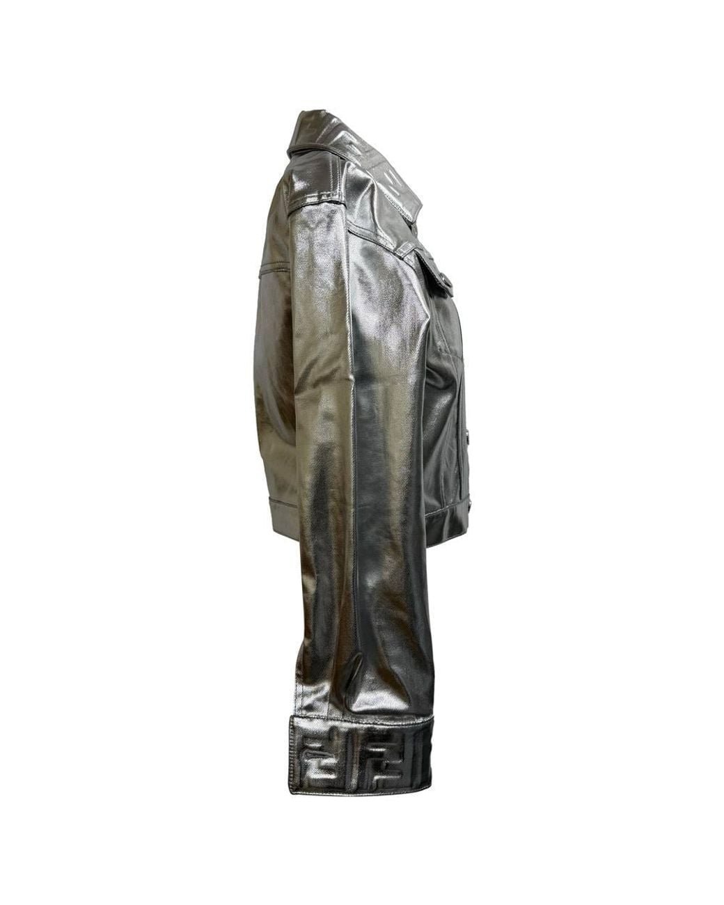 Fendi Gray Preloved Cropped Denim Jacket