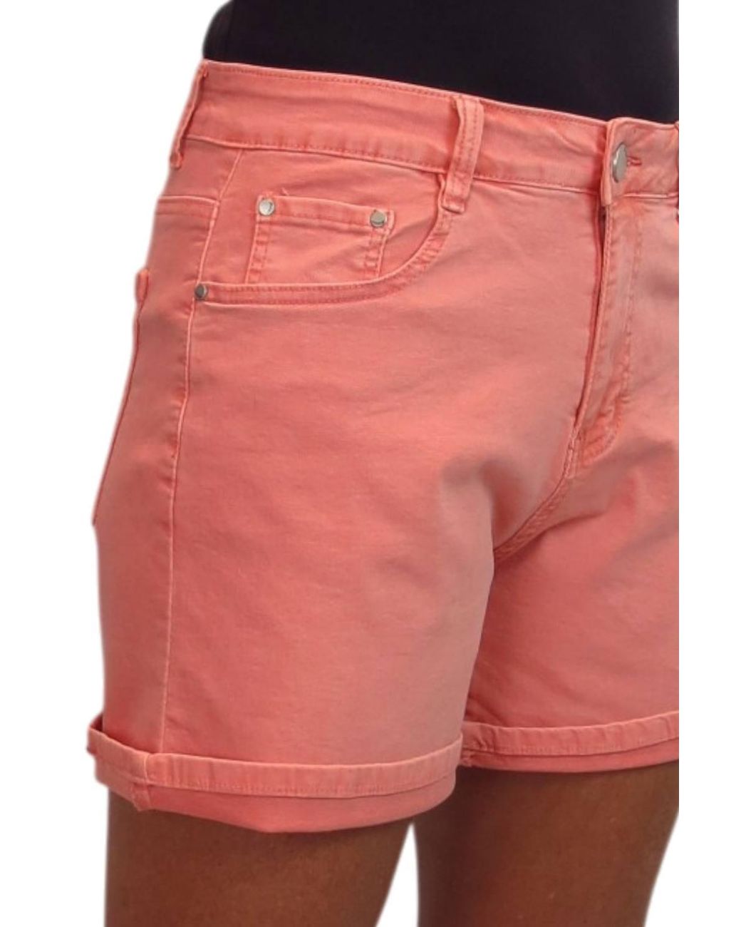 Paulo Due Stretch Denim Coloured Shorts W/ Turn Up Cuff