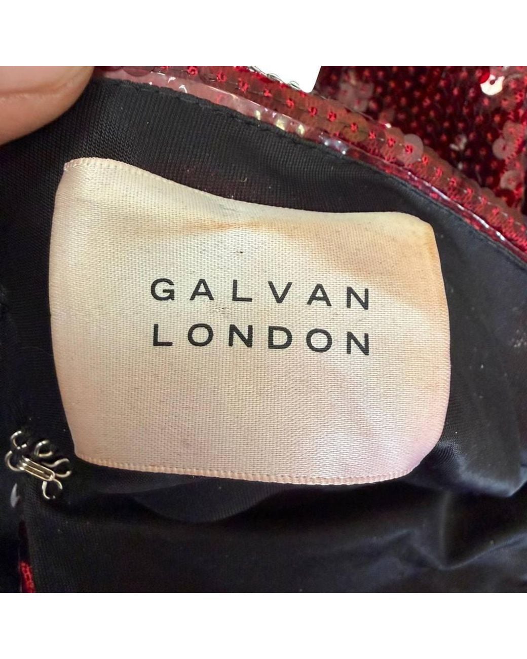 Galvan Red Preloved London Orb Sequined Midi Dress