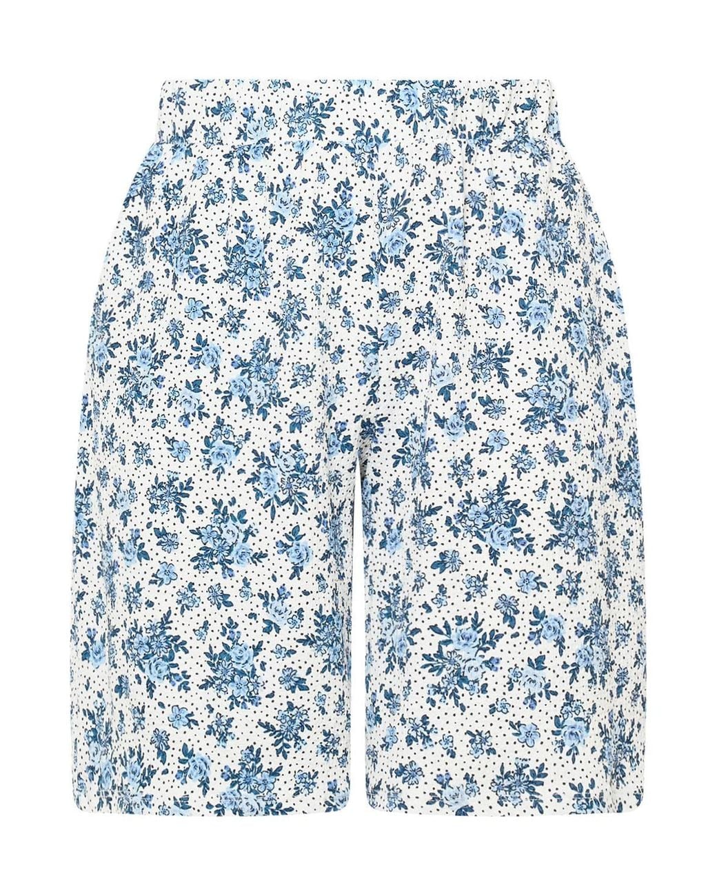 Yours Blue Ditsy Floral Shorts