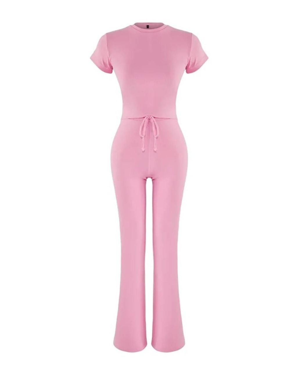 WOVCOR Pink Stretch Woven Crop Top & Trousers Co-Ord Set