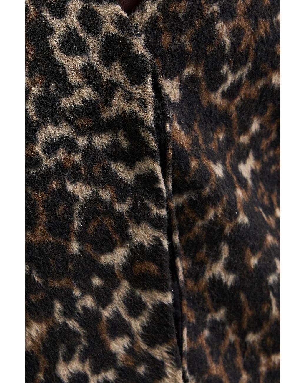 Dorothy Perkins Black Short Collarless Animal Print Coat