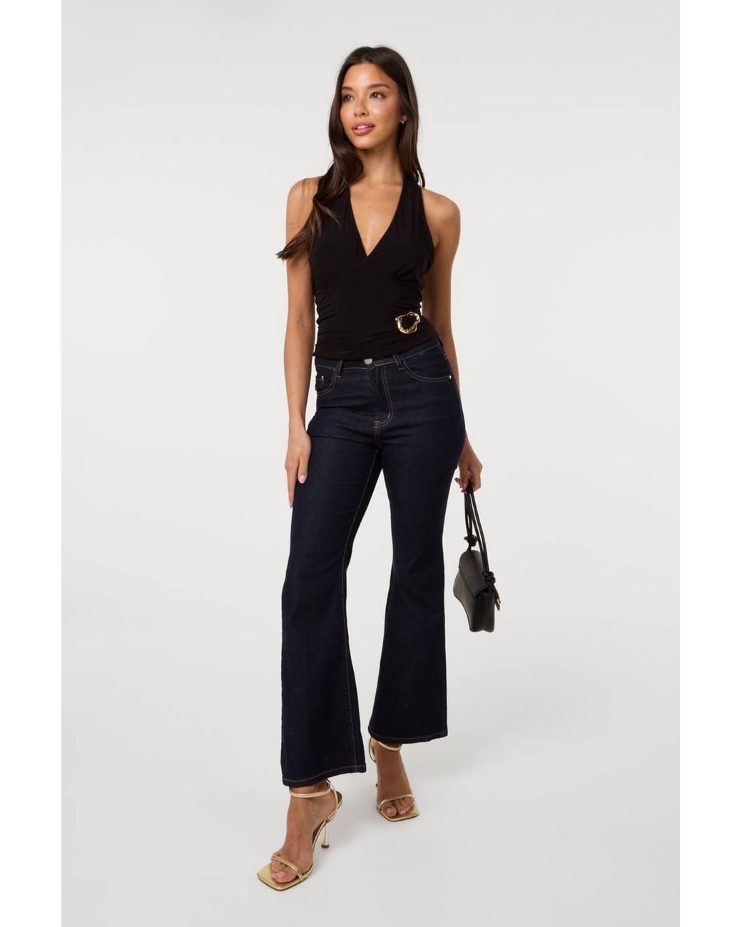Pink Vanilla Blue Slinky Buckle Halter Neck Top