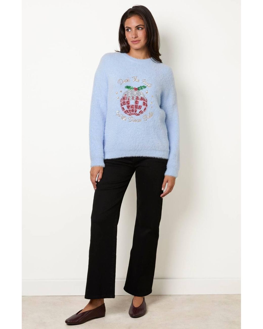 Blue Vanilla White Long Sleeve Round Neck Jumper
