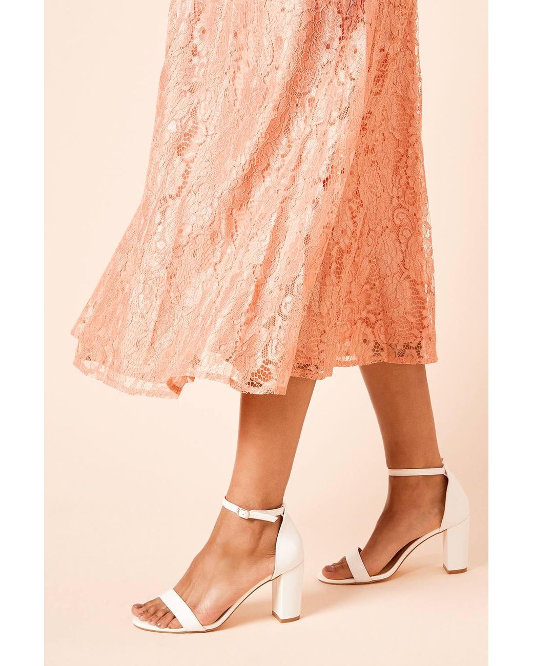 Dorothy Perkins Orange Wide Fit Spark High Block Heel Sandals