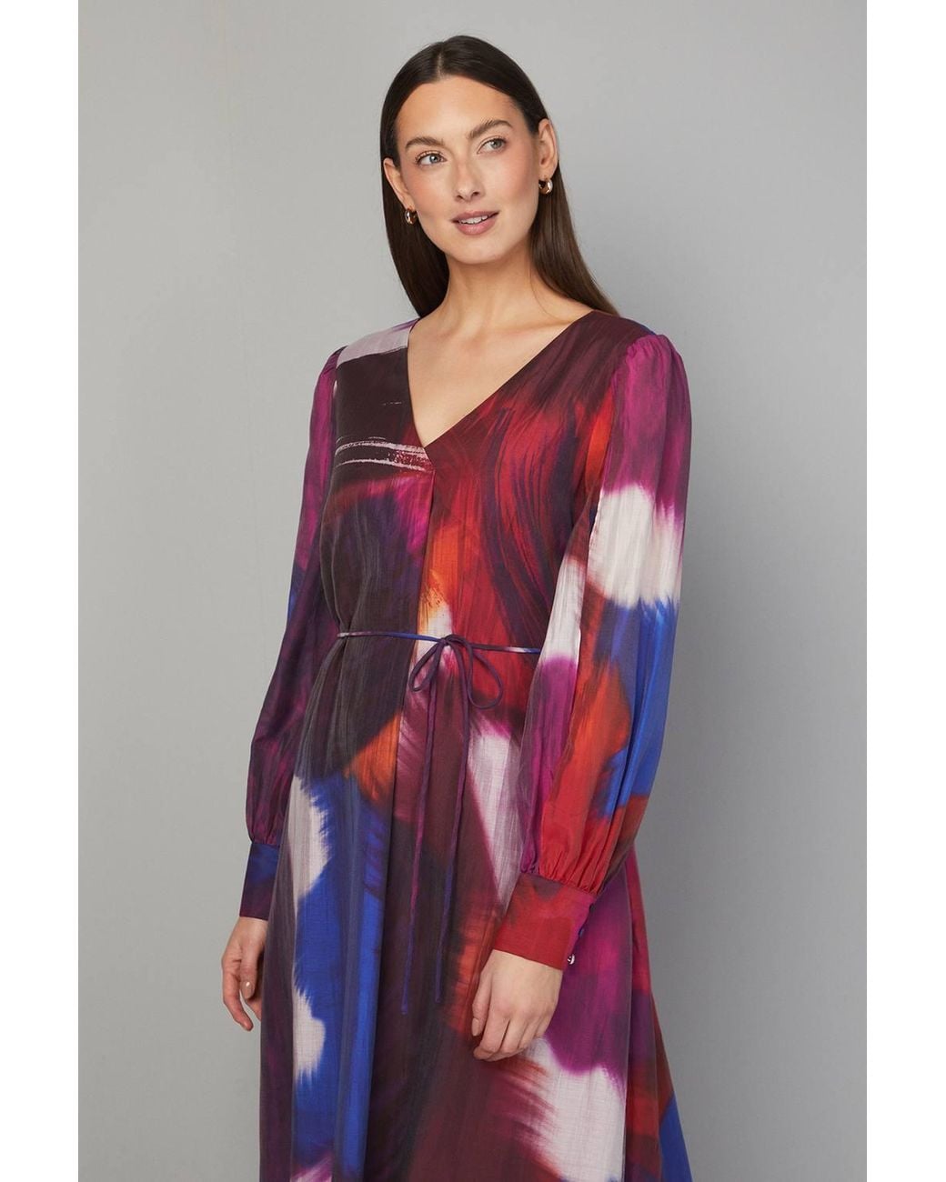 Wallis Red Abstract Trapeze Midi Dress
