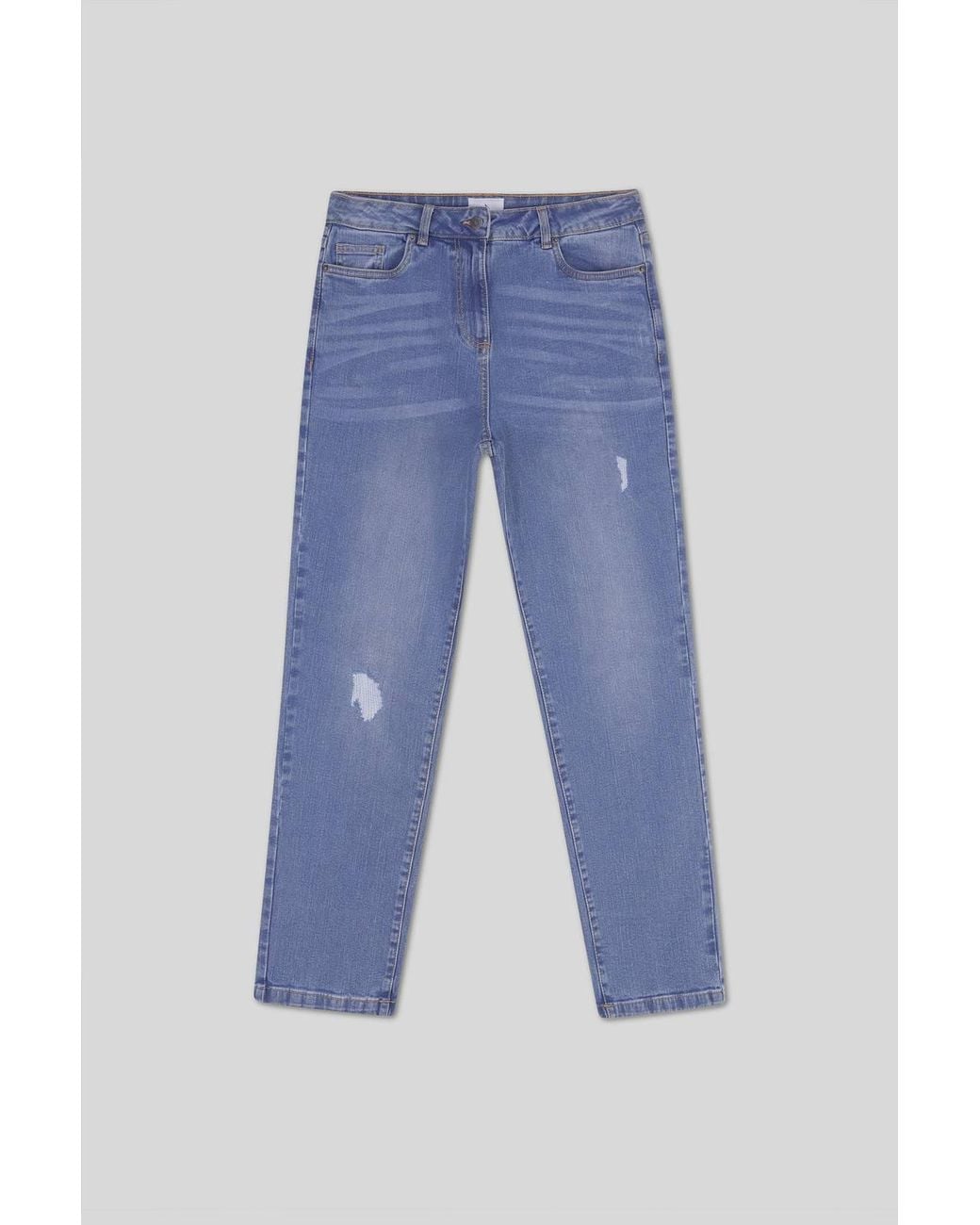 Enorsia Blue Distressed Straight Jeans