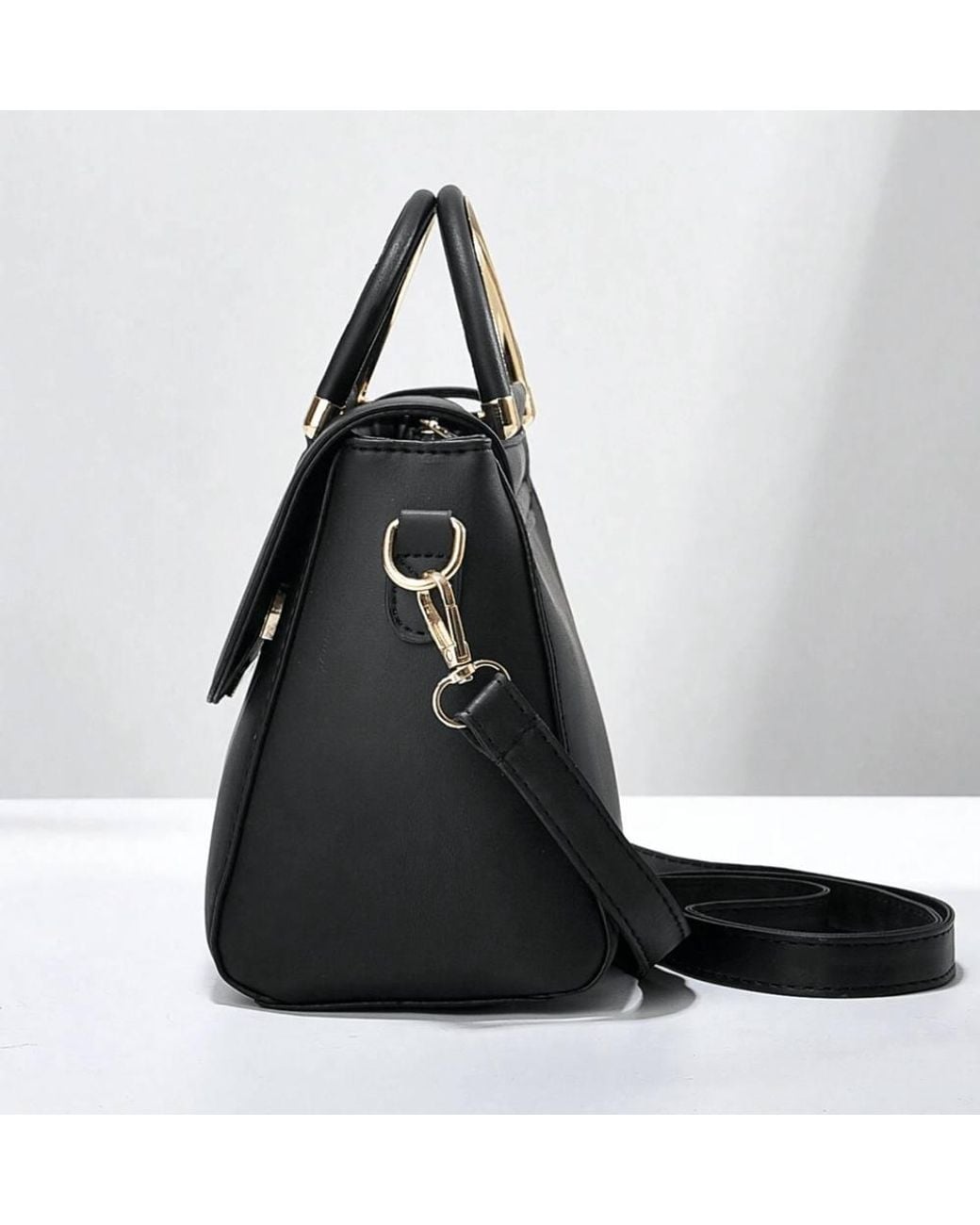 AJVANI Black Shoulder Handheld Top Handle Cross Body Clutch Bag