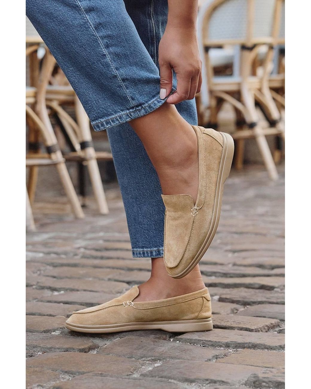 Linzi Natural Apparel Suede Leather Loafers