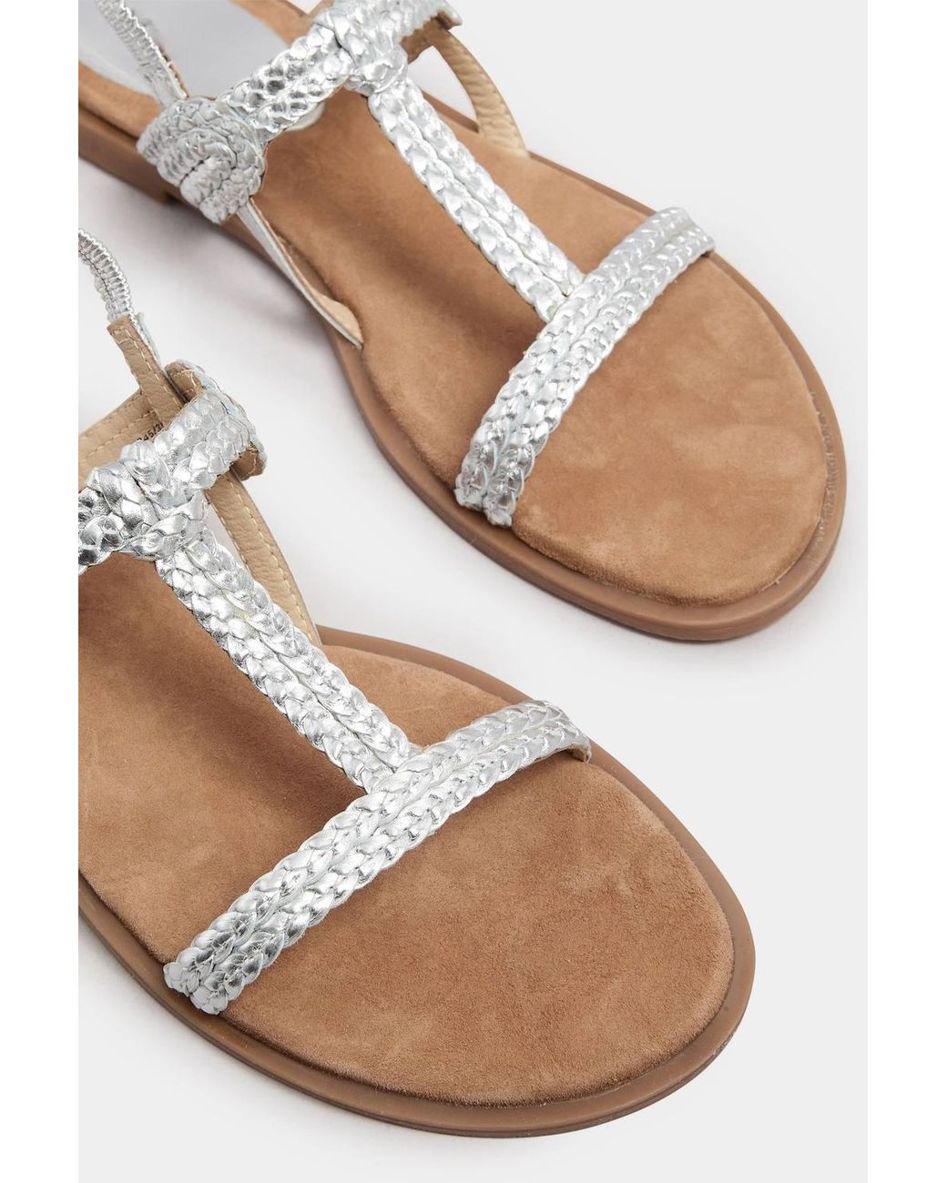 Long Tall Sally Blue Leather Plaited Strap Sandals
