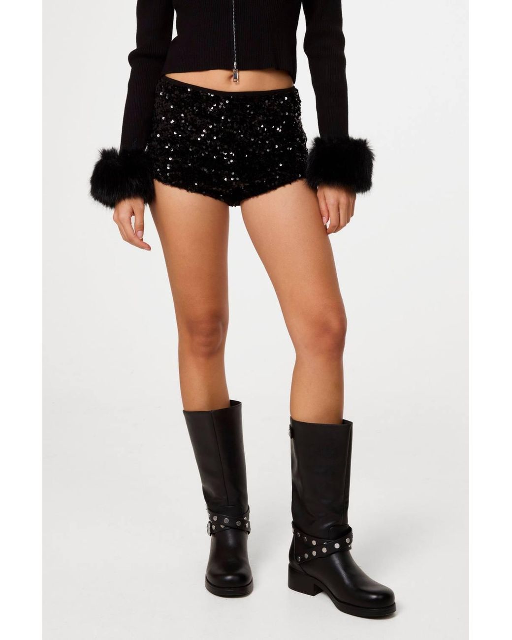 Pink Vanilla Black Sequin Hot Pants