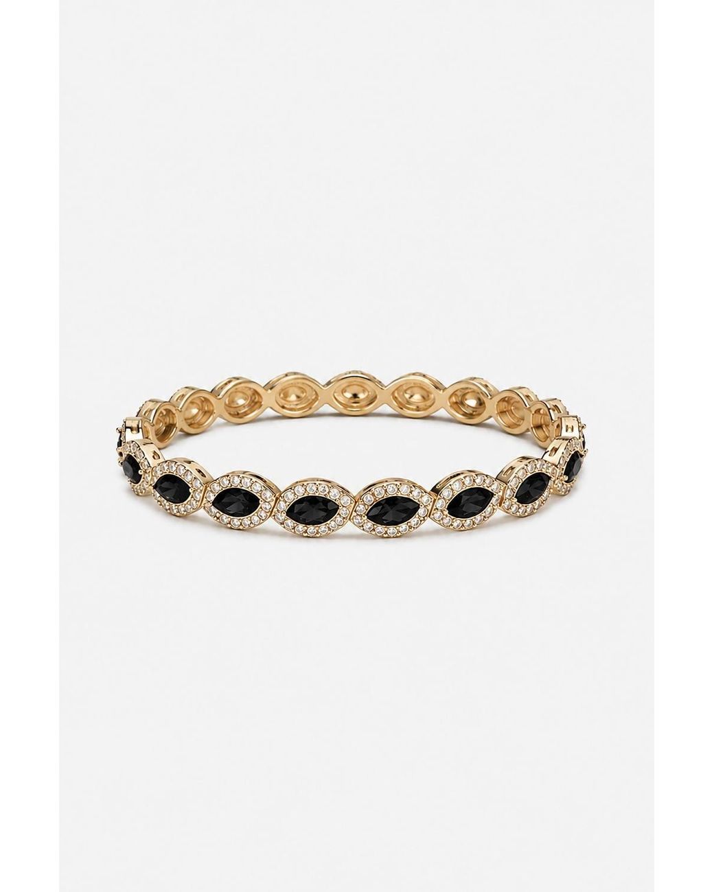 Jon Richard White Plated & Jet Navette Stretch Bracelet