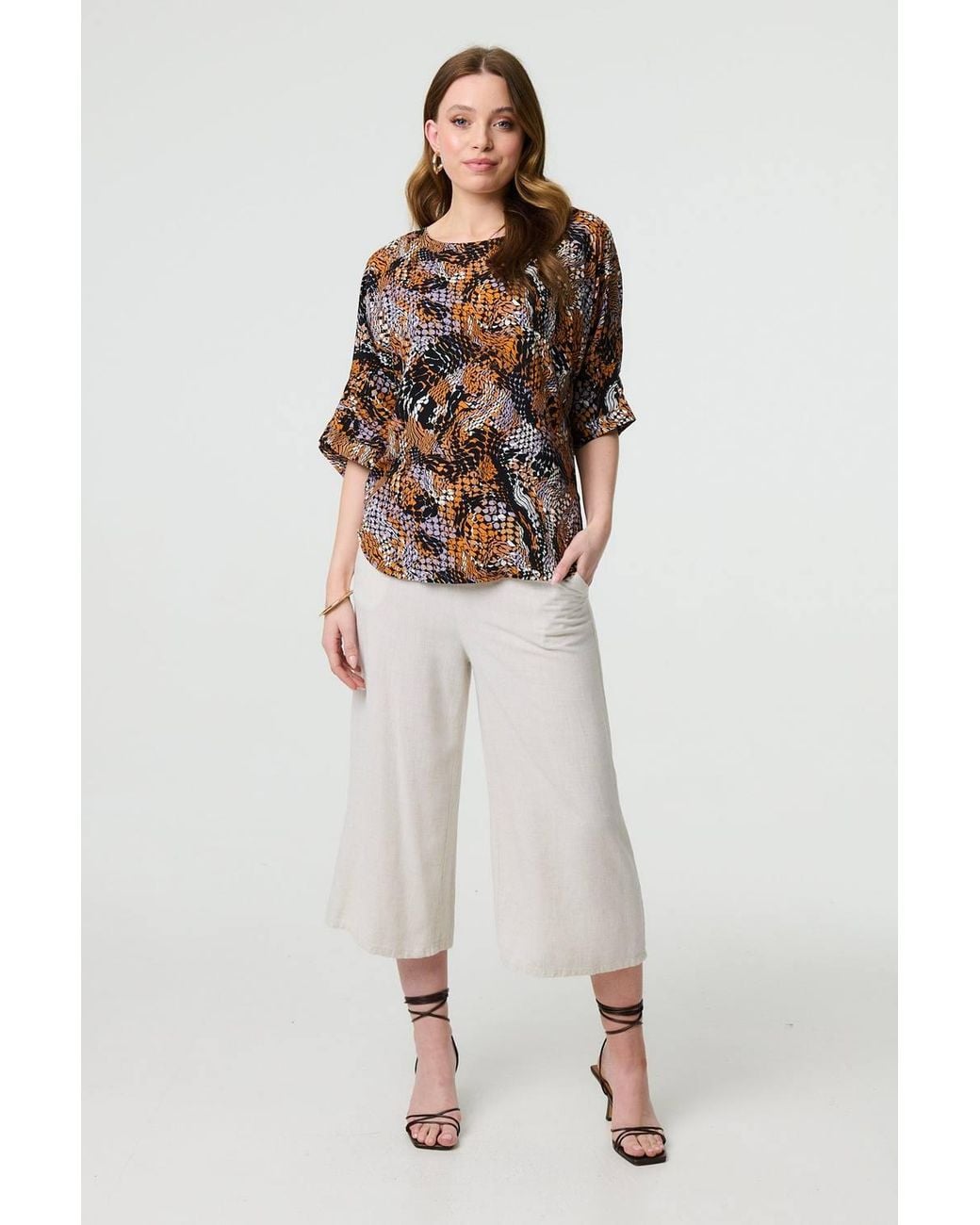 Izabel London Black Paisley Print Oversized Blouse