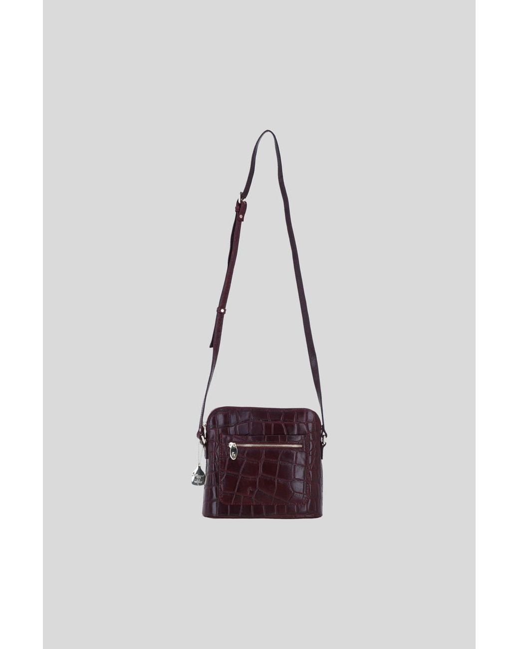 Ashwood Leather Purple Genuine Leather Crossbody Bag W/ Adjustable Strap