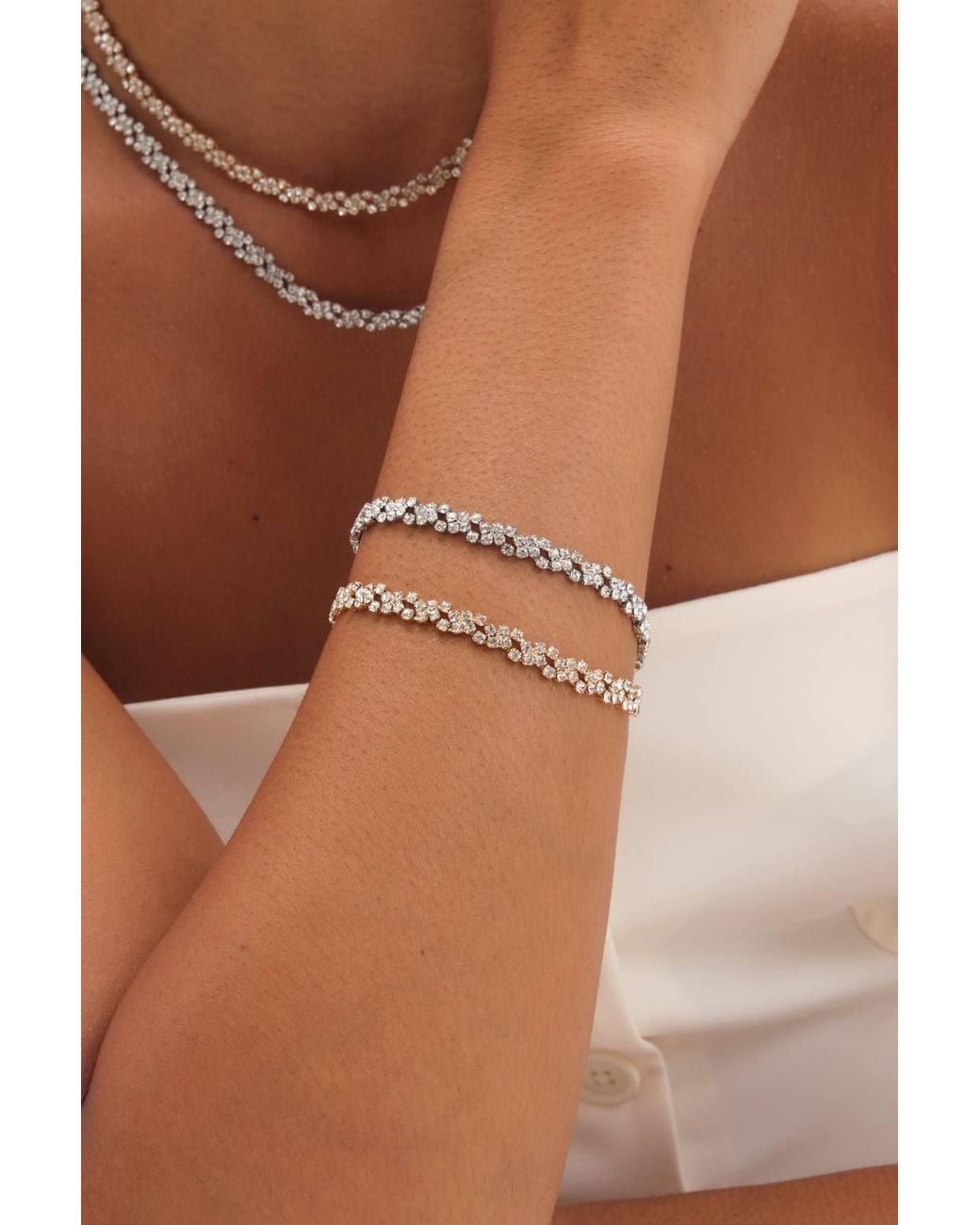 Jon Richard Metallic Plated Crystal Fine Multi Stone Bracelet
