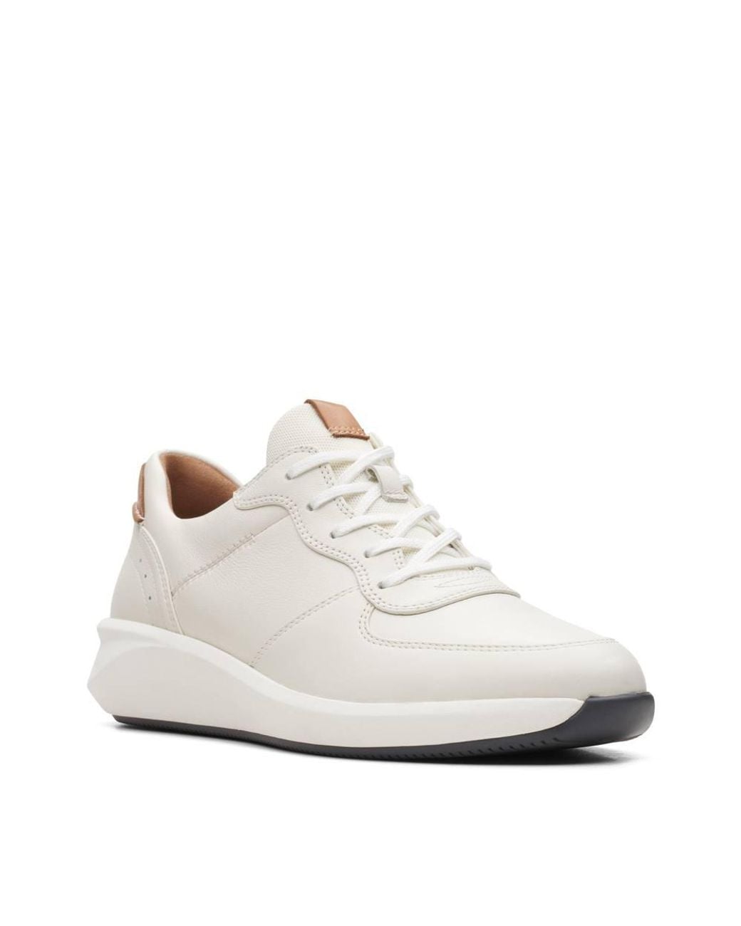 Clarks White Un Rio Sprint Combination Leather Trainers