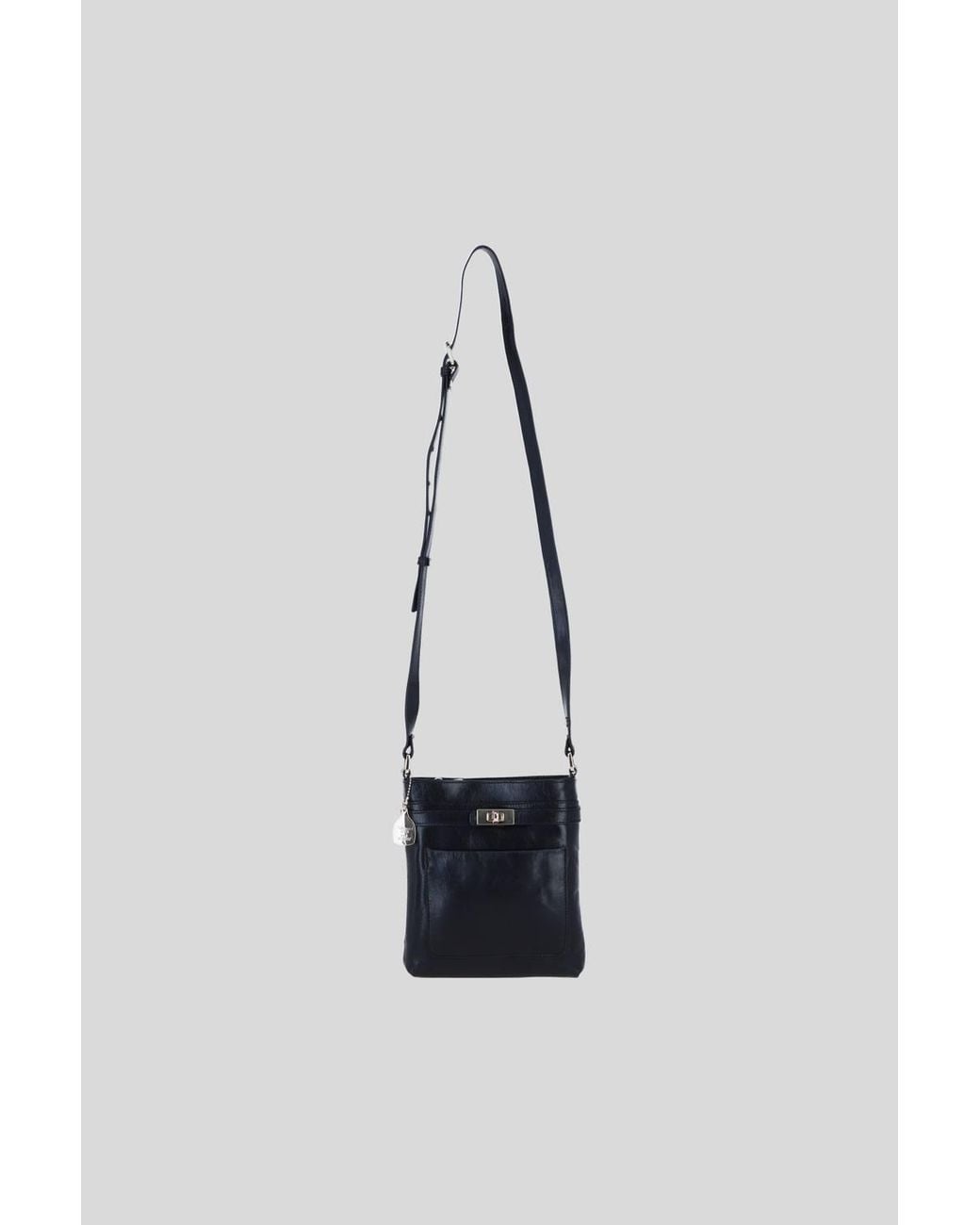 Ashwood Leather Blue Real Leather Crossbody Bag W/ Adjustable Strap