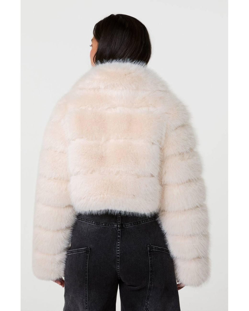 Pink Vanilla Natural Off Faux Fur Cropped Coat