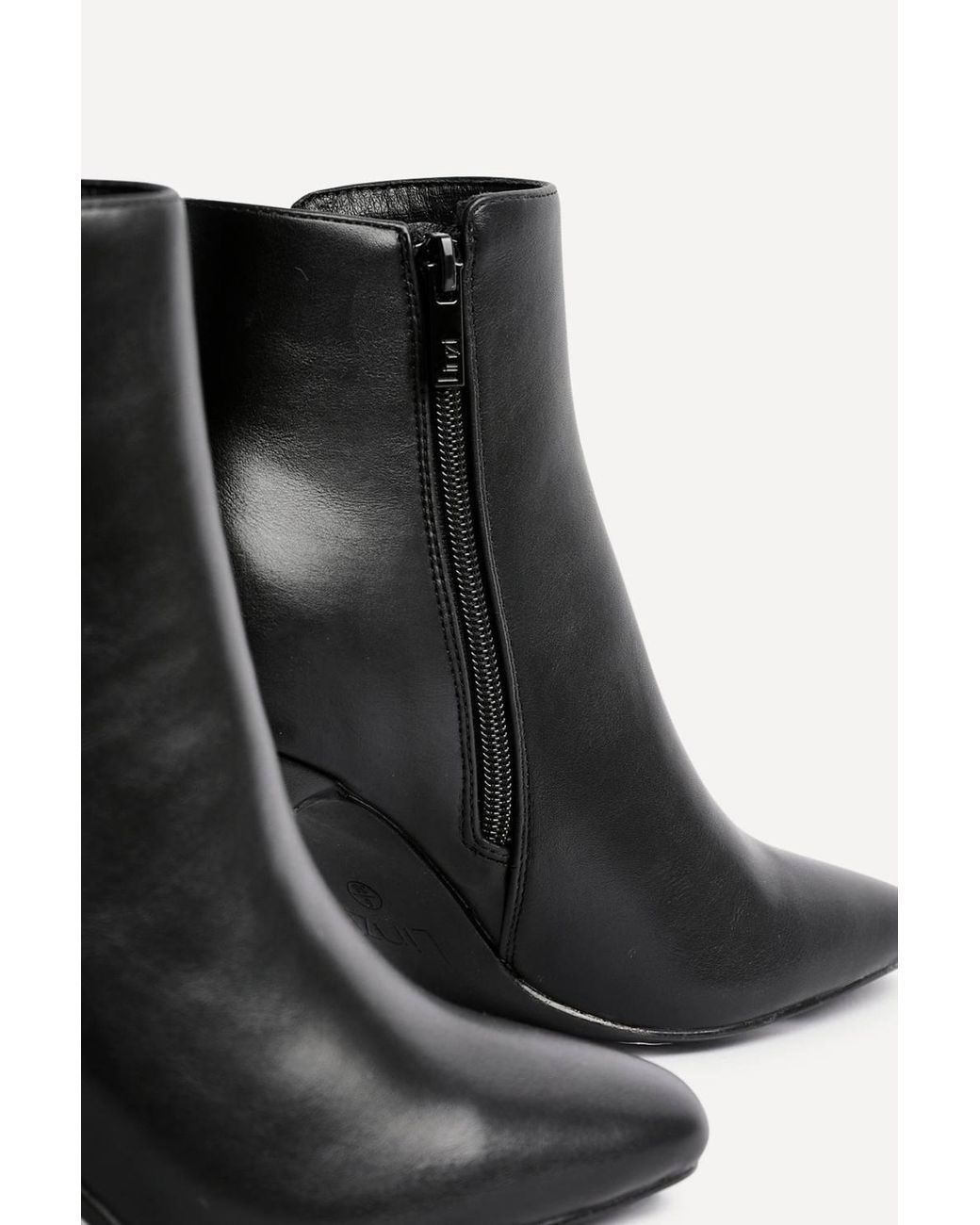 Linzi Black Glance Faux Leather Block Heel Ankle Boot