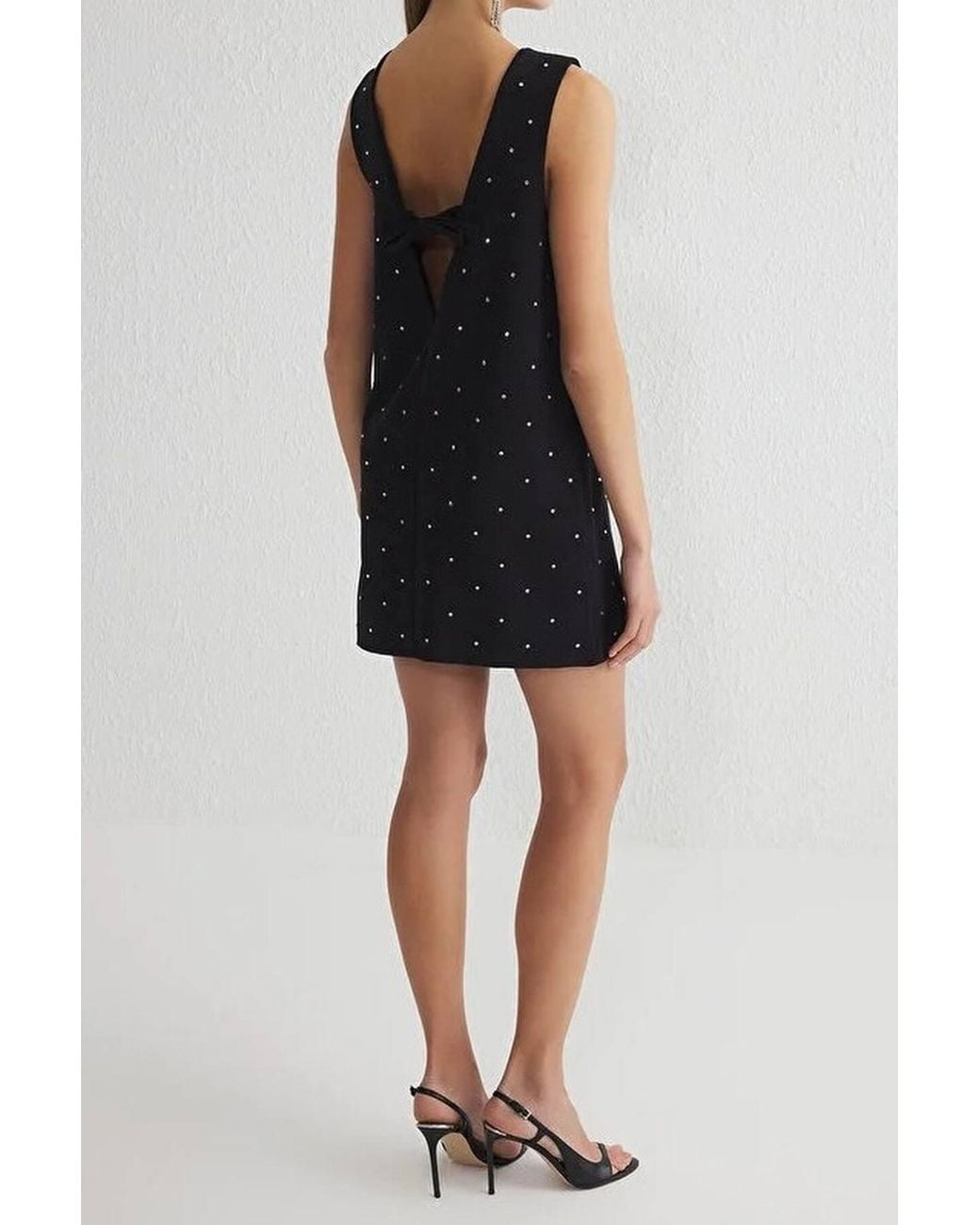 WOVCOR Black Embellished Sleeveless Shift Mini Dress