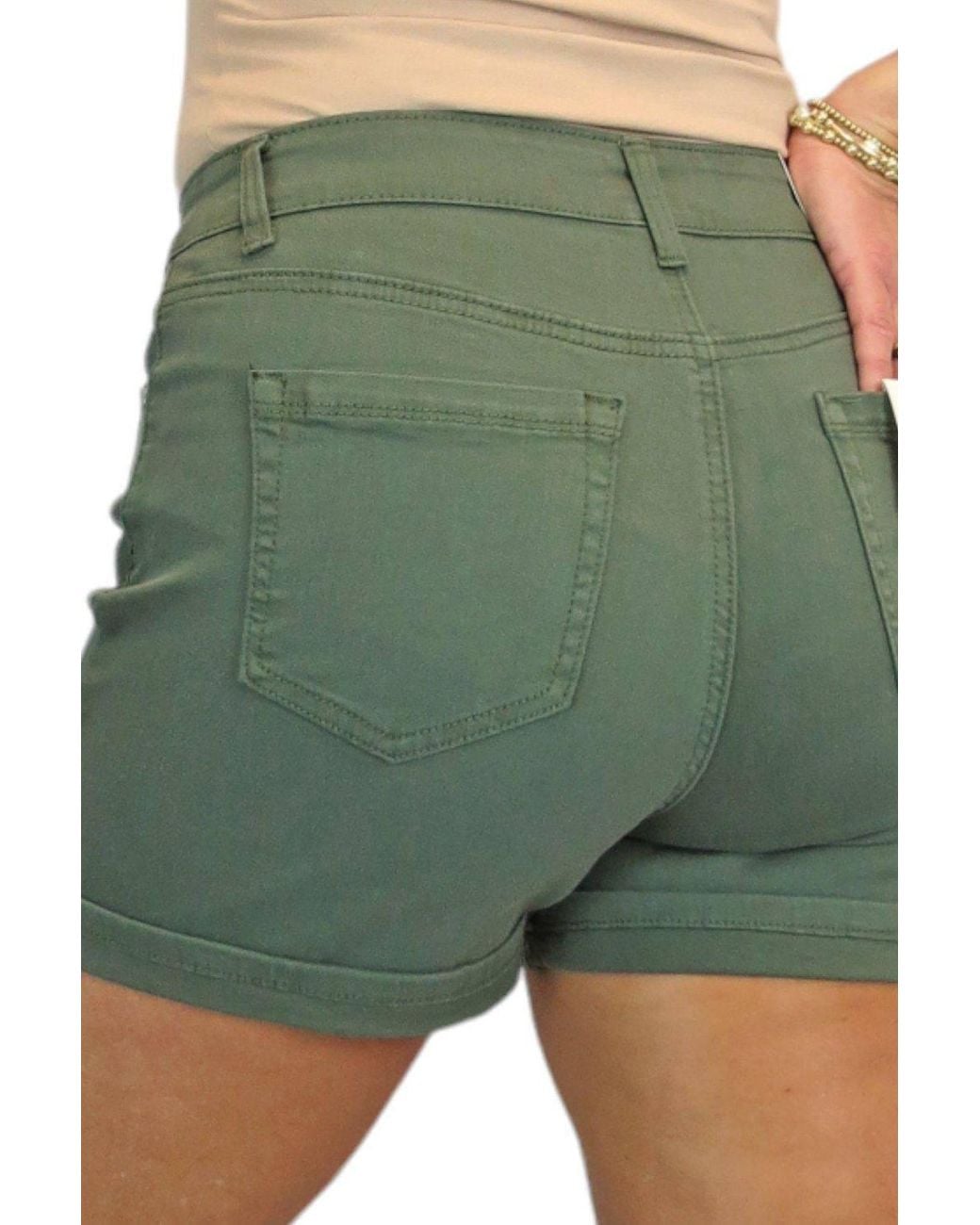 Paulo Due Green Casual Turn Up Slim Fit Shorts