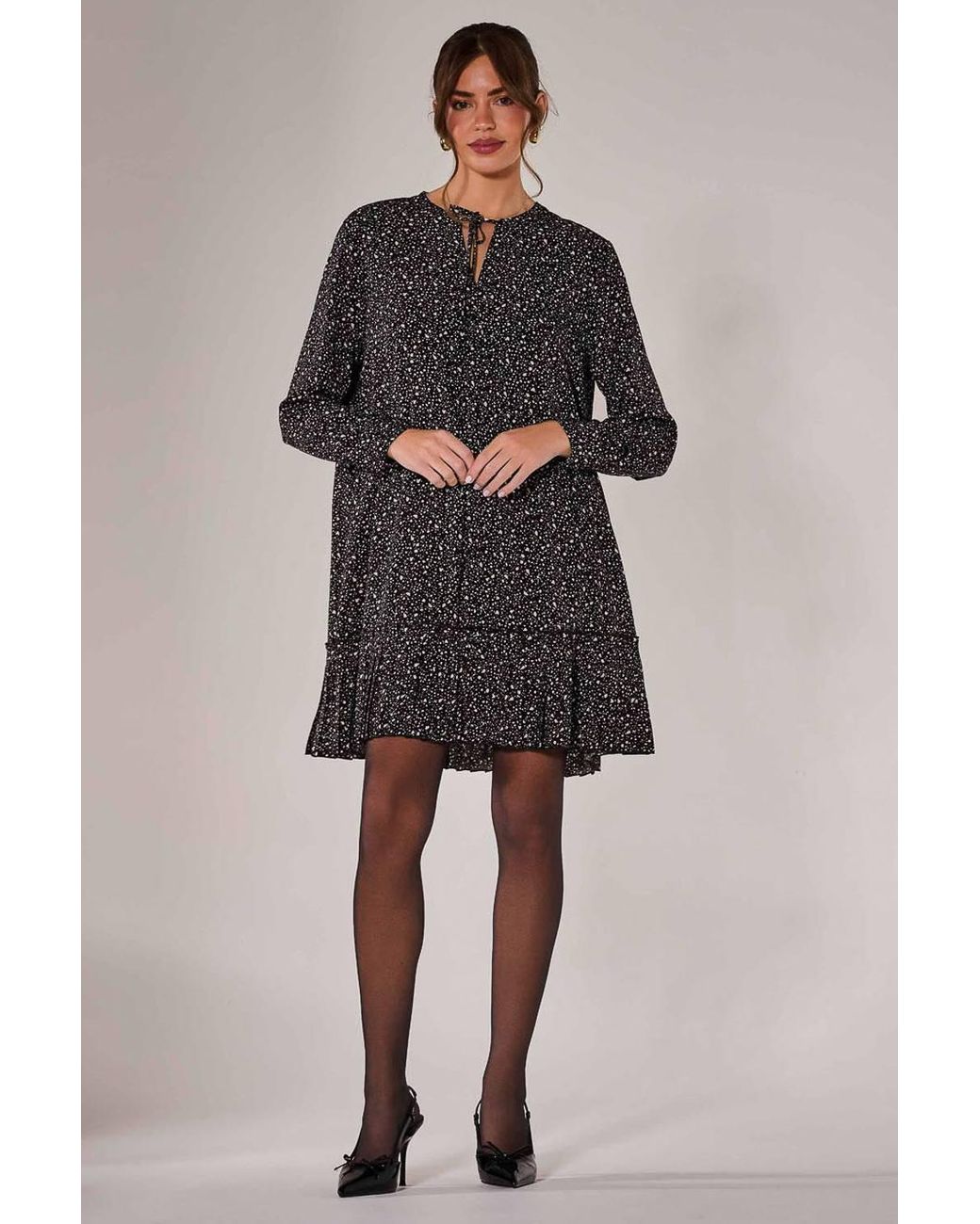 Jolie Moi Brown Long Sleeve Shirt Dress