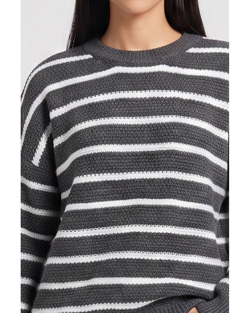 Gini London Blue Stripe Chunky Knit Oversized Jumper