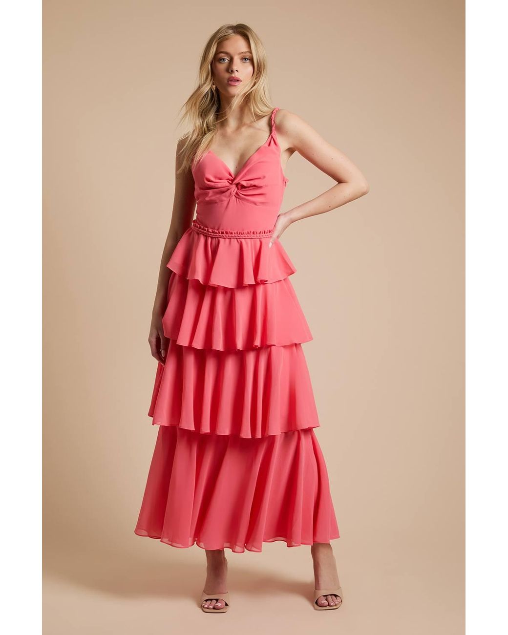 Oasis Tiered Chiffon Plait Strap Maxi Dress