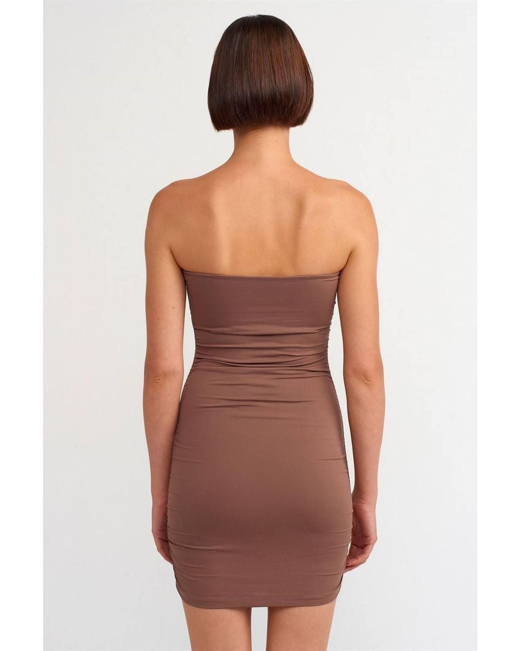 Dilvin Gray Strapless Bodycon Mini Dress