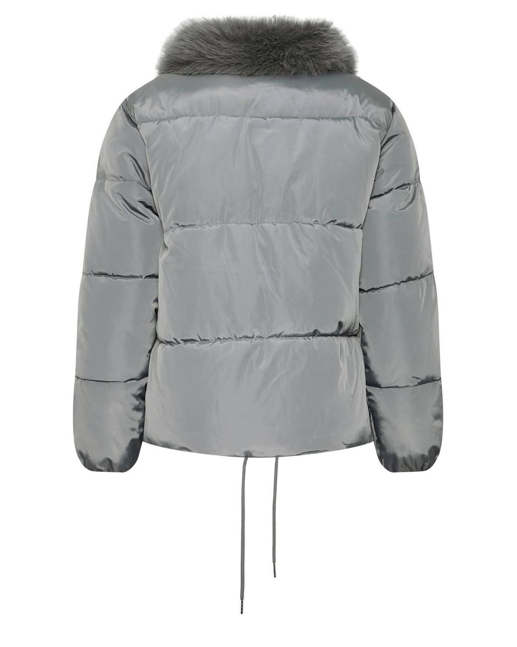 Yours Gray Funnel Neck Padded Coat