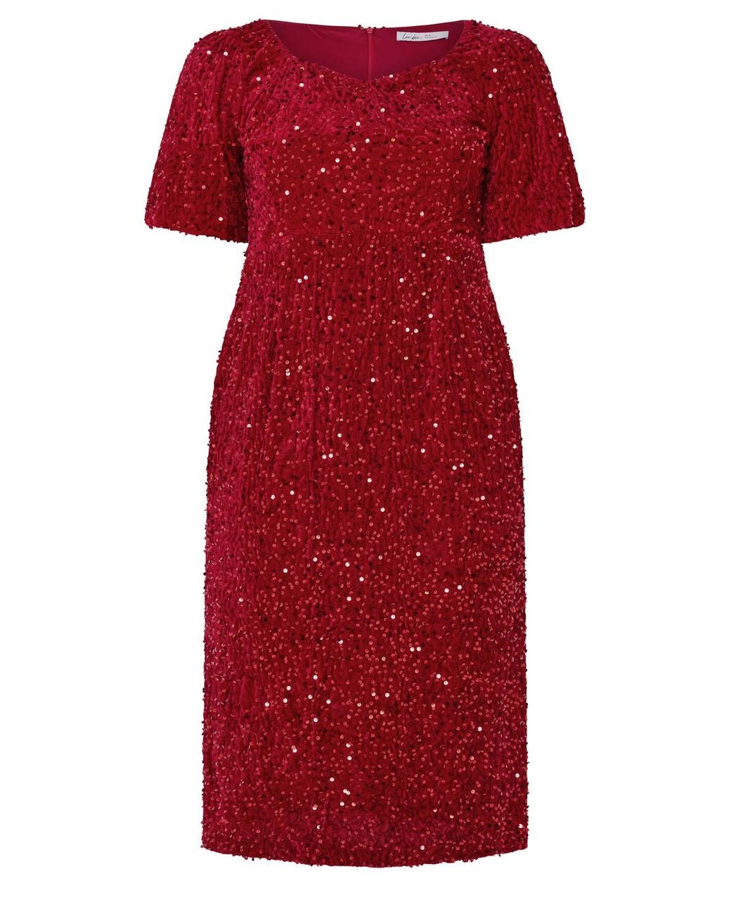 Yours Red Sequin Velvet Dress