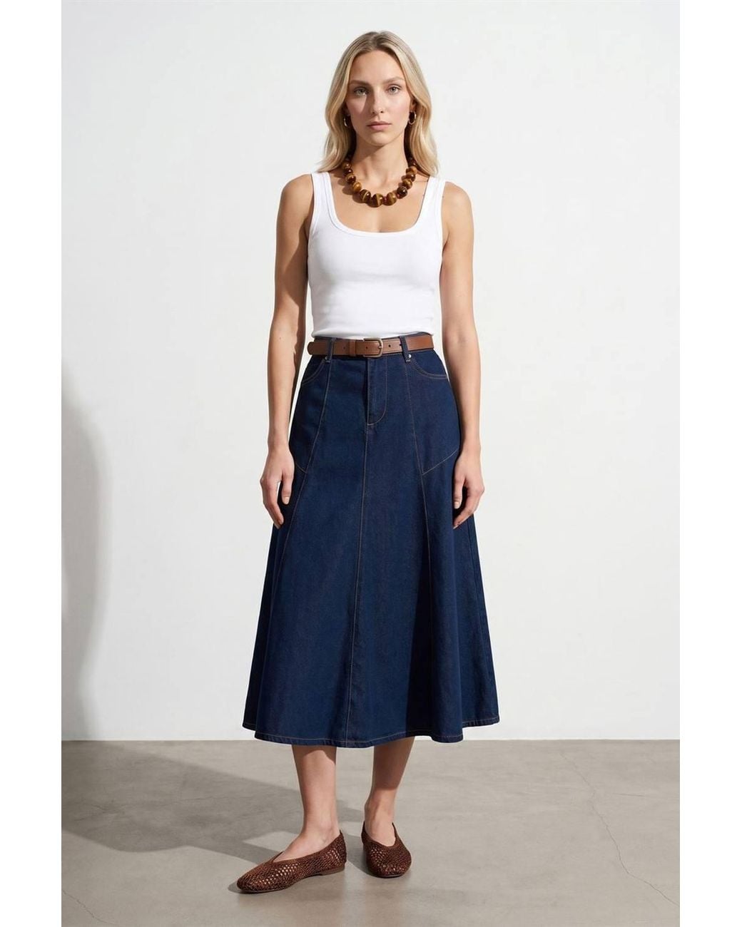 Dilvin Blue Slim Fit Sleeveless Jersey Cami Blouse