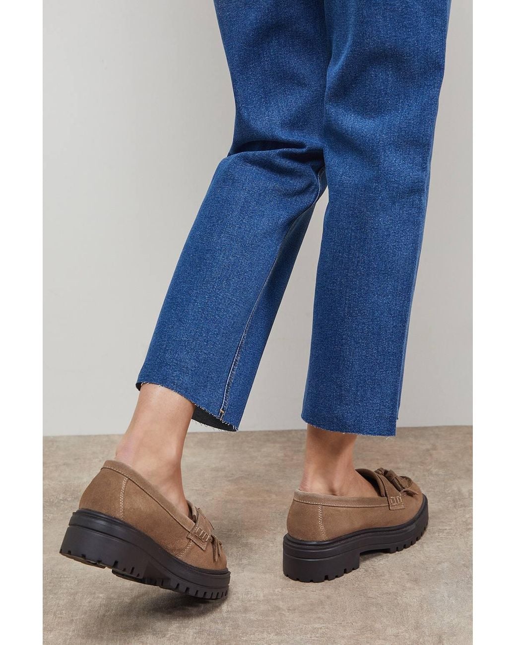 Oasis Blue Brooker Suede Tassel Chunky Loafers