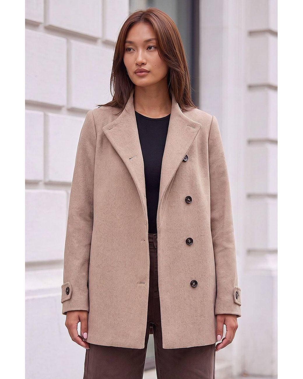 Roman Pink Funnel Neck Coat