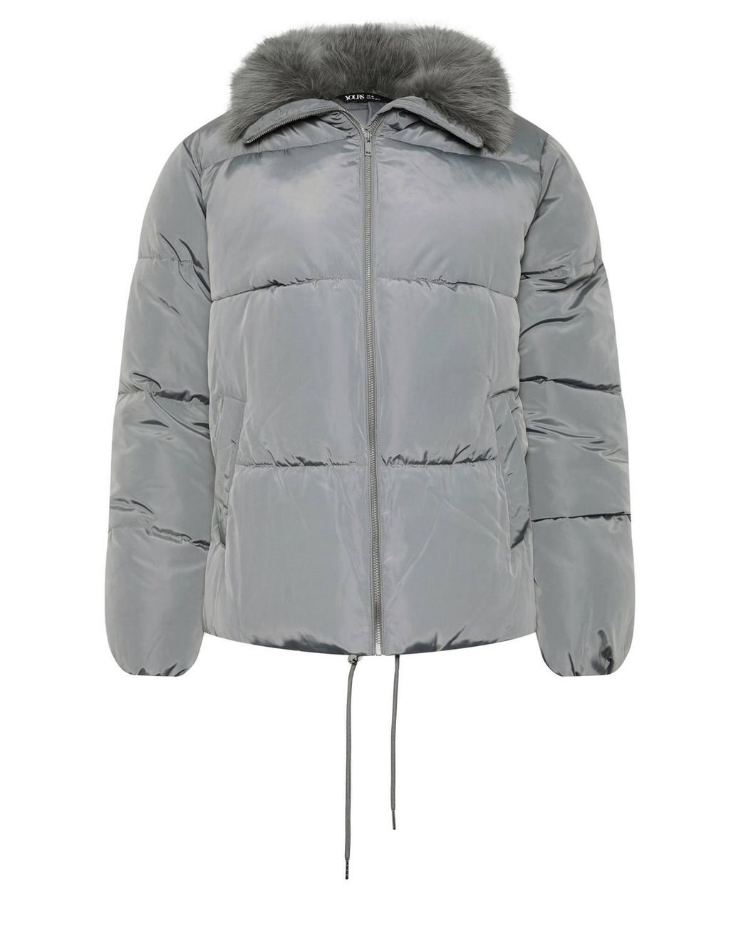 Yours Gray Funnel Neck Padded Coat