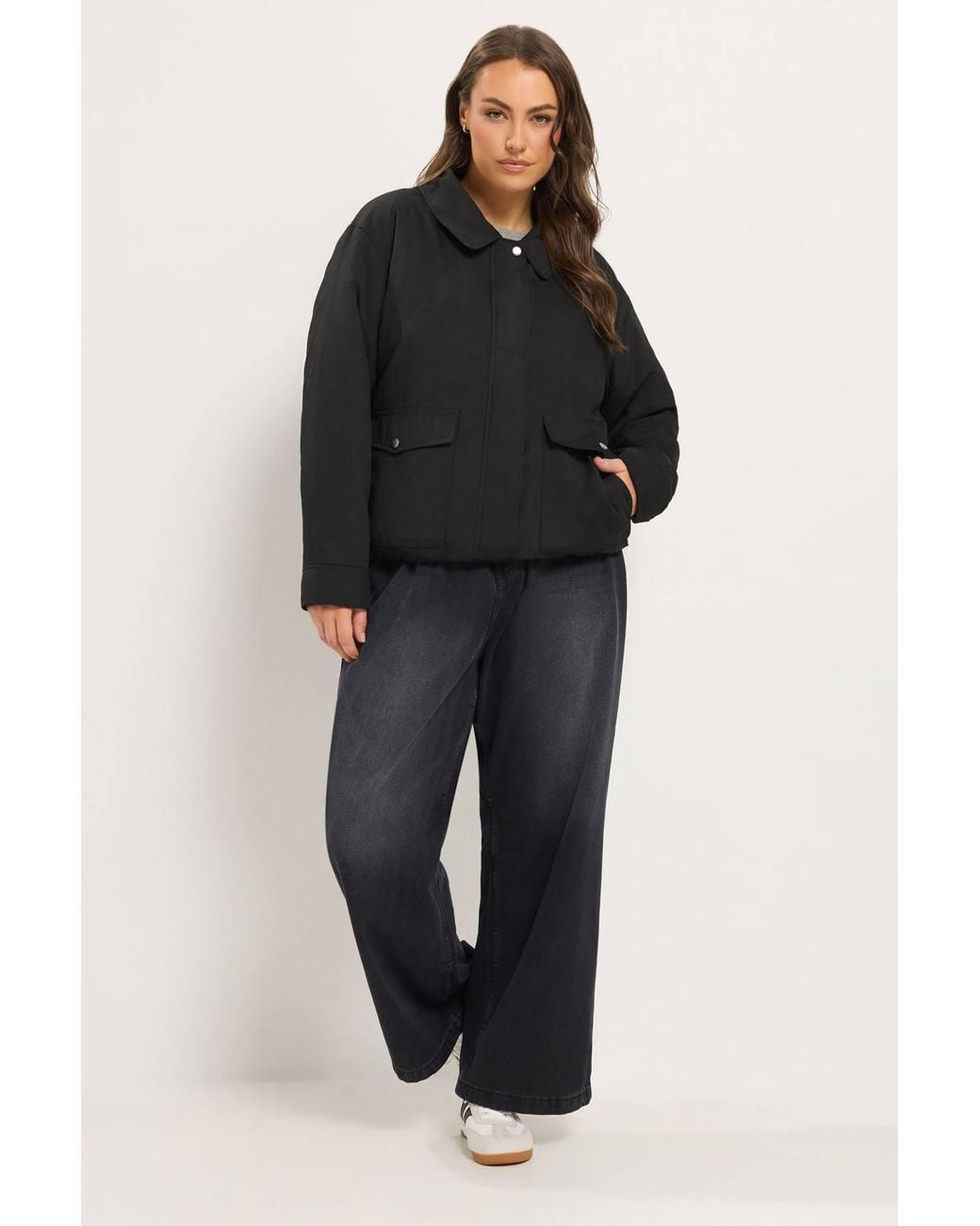 Yours Black Faux Fur Trim Bomber Jacket