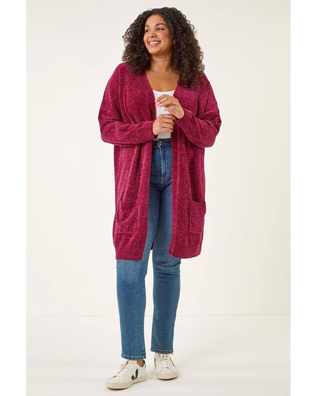 Roman Curve Textured Chennile Knit Cardigan