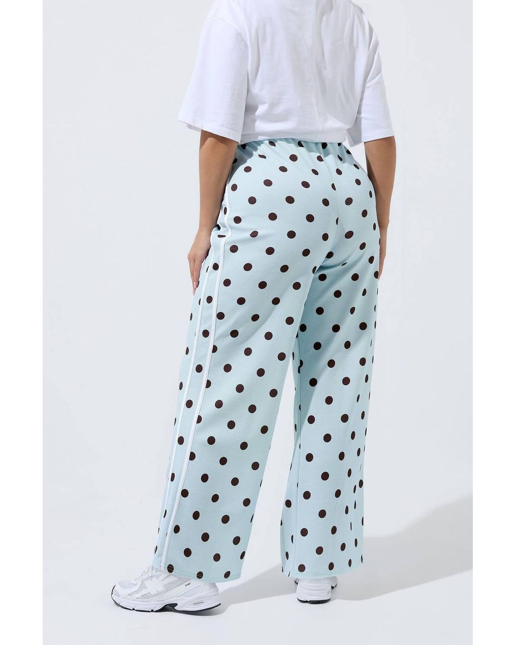 Yours Blue Polka Dot Side Stripe Trousers