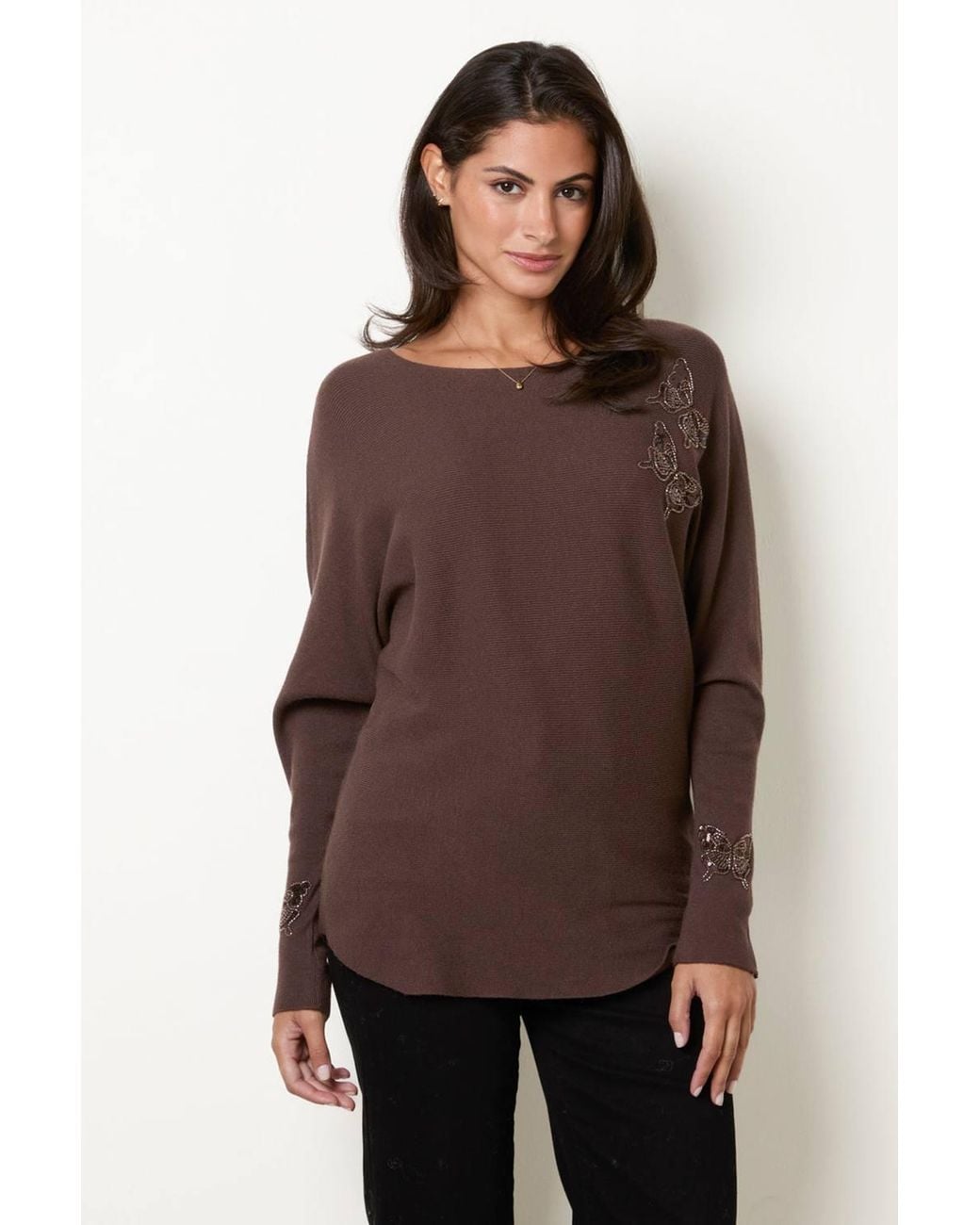Blue Vanilla Brown Long Sleeve Round Neck Jumper
