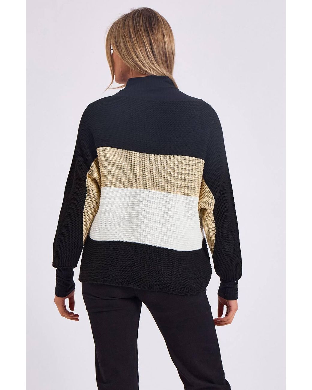 Gini London Blue Stripe Knit Oversized Jumper