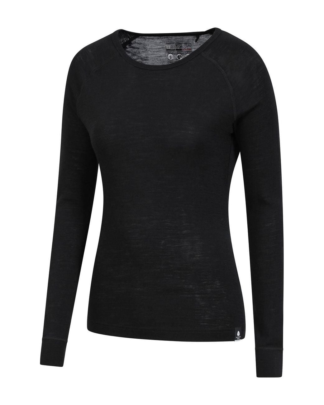 Mountain Warehouse Black Round Neck Long Sleeve Breathable Merino Wool Blend Top & Pants Set