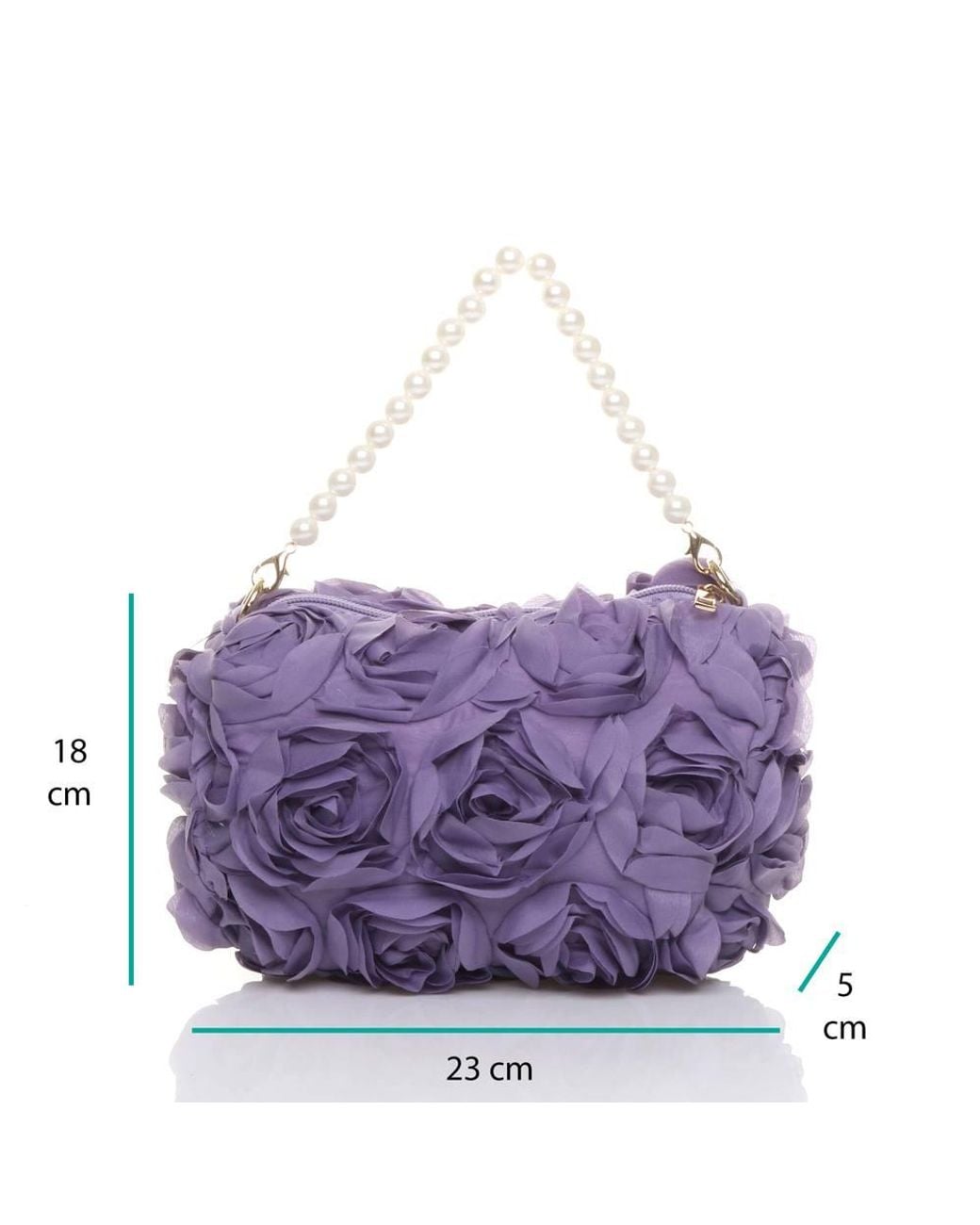 AJVANI Purple Flower Rose Ruffle Wedding Evening Clutch Bag