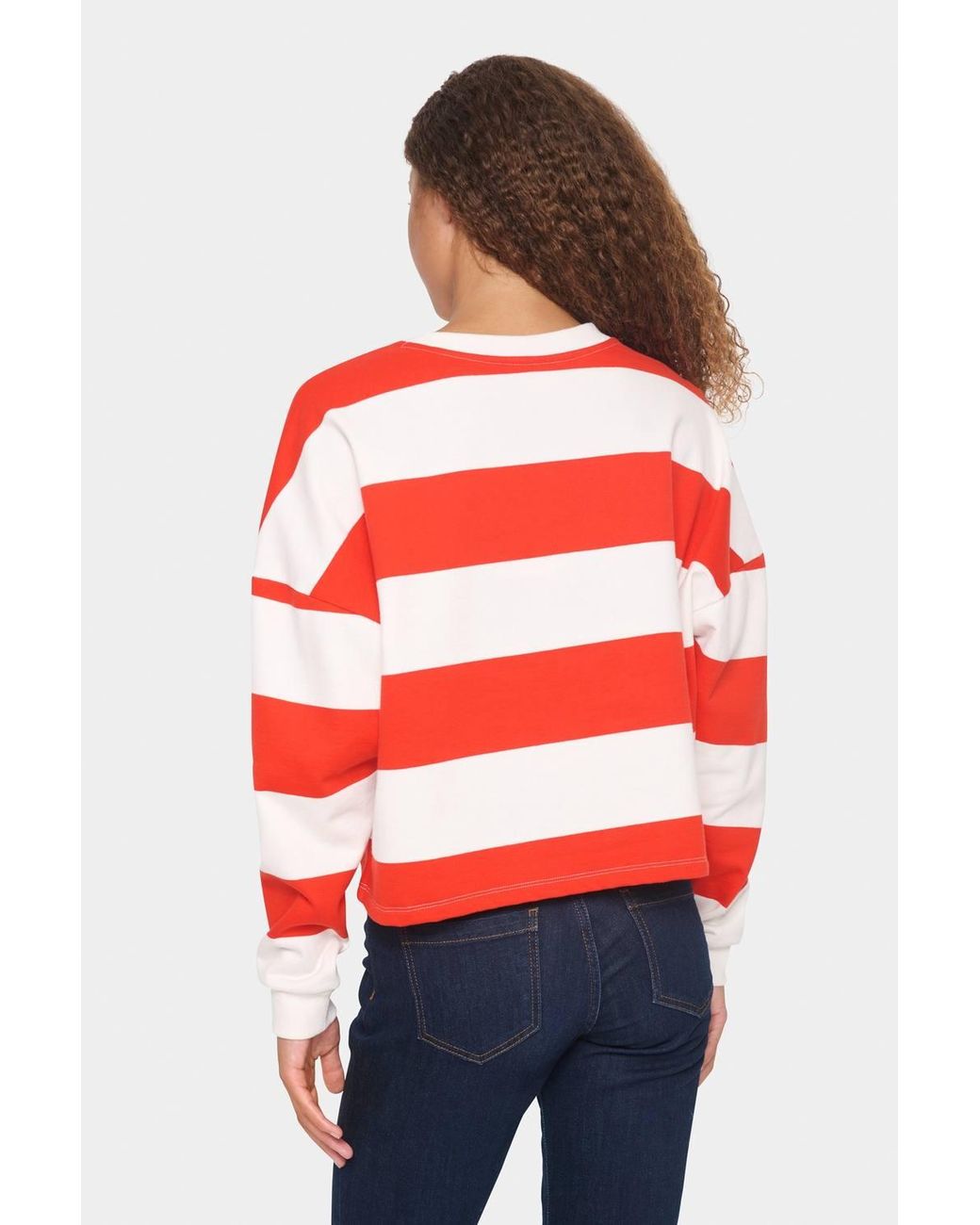Saint Tropez Red Idahella Long Sleeve Stripe Sweatshirt