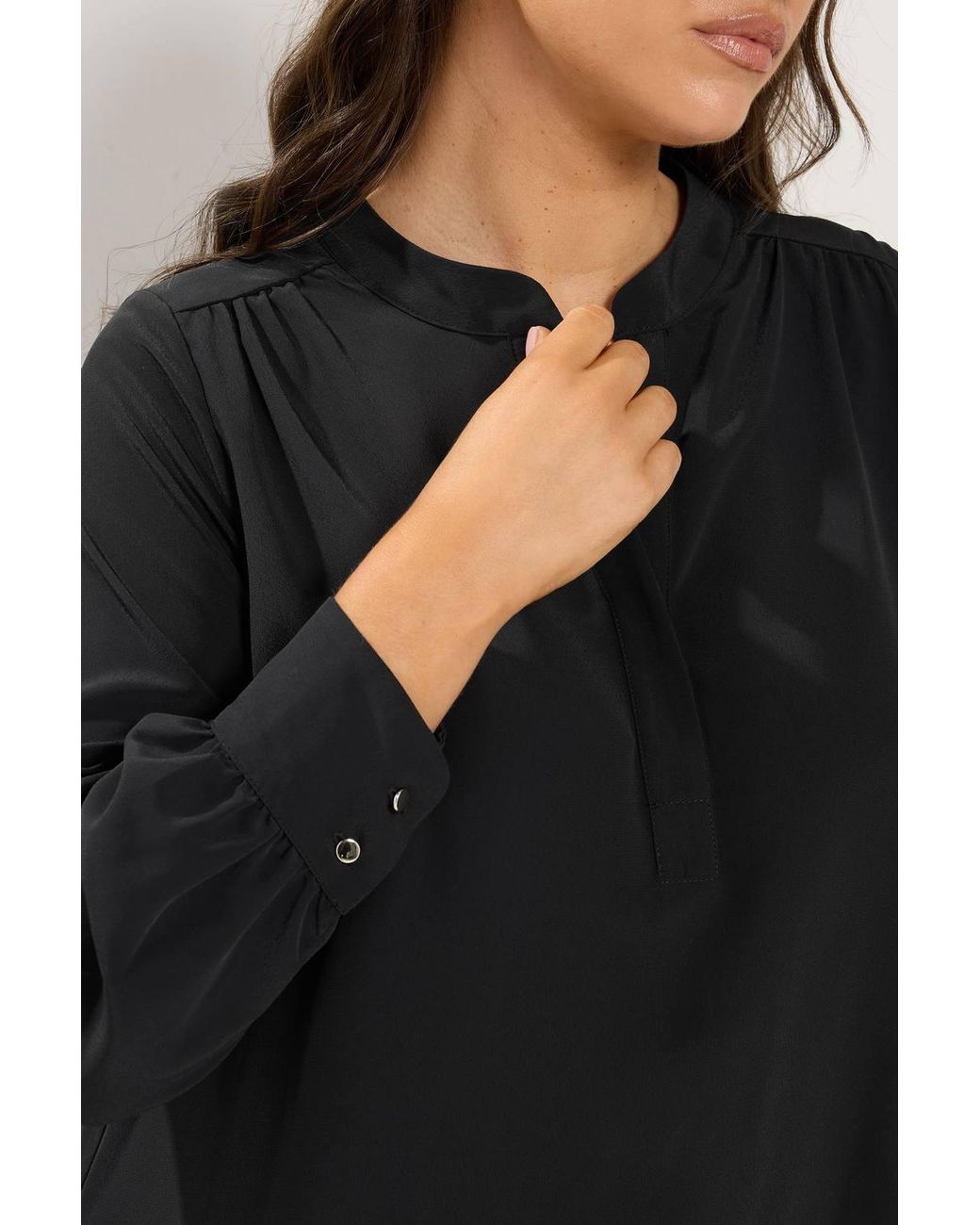 Yours Black Half Placket Blouse