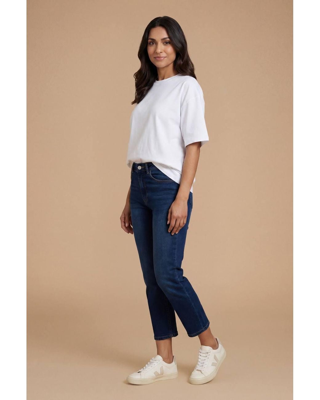 Dorothy Perkins Blue Petite Stretch Mom Jean