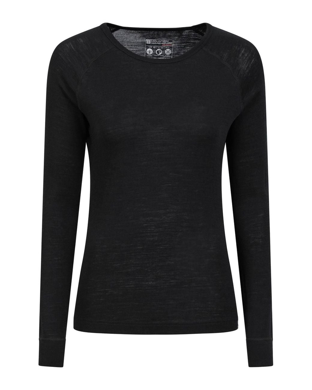 Mountain Warehouse Black Round Neck Long Sleeve Breathable Merino Wool Blend Top & Pants Set