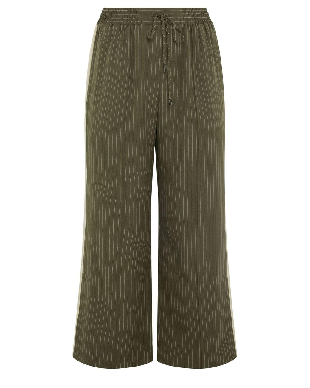 Yours Green Pinstripe Wide Leg Trousers