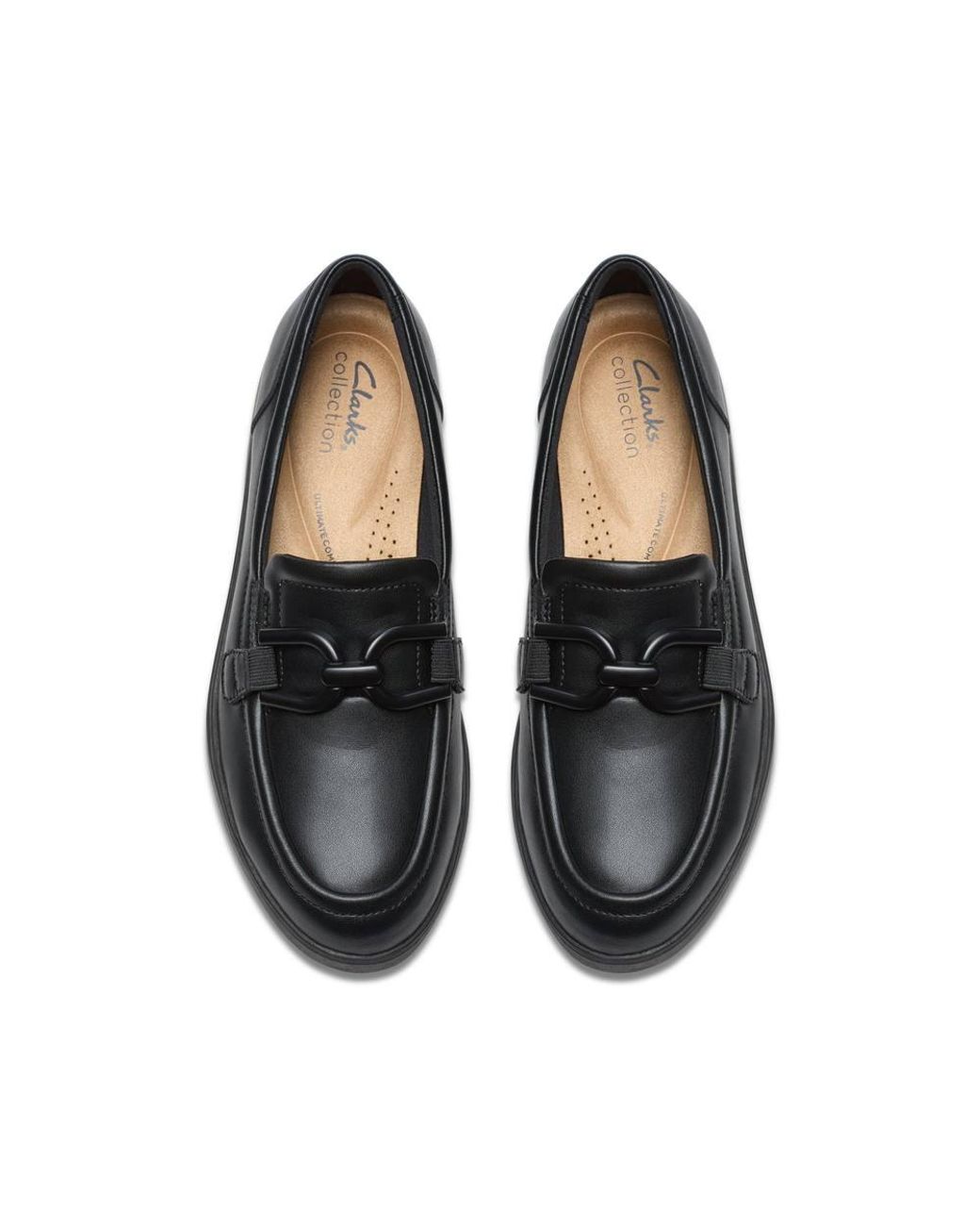 Clarks Black Zylah Top Leather Loafers, Slip Ons